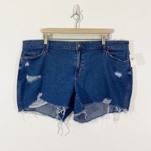 Old Navy NWT 20 Plus Blue Mid‎ Rise Jean Denim Shorts Raw Hem Stretch